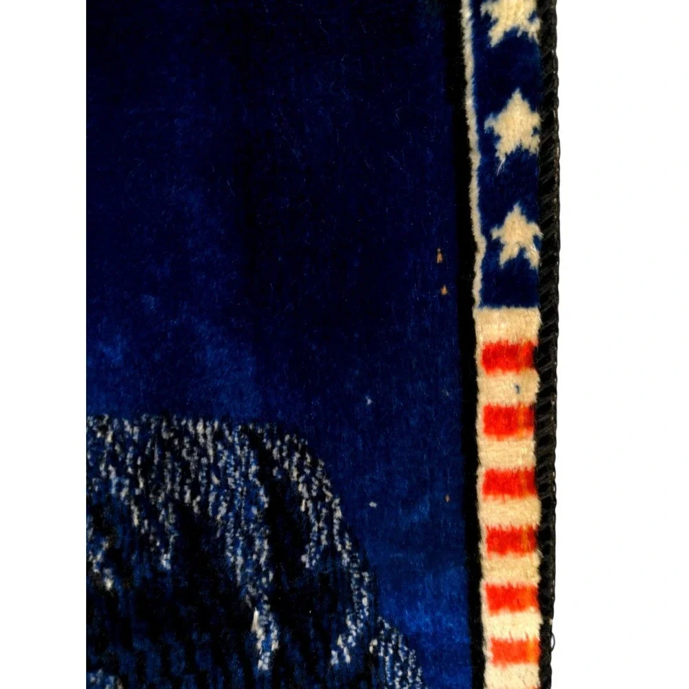 John F Kennedy Home 24x46 JFK Portrait Woven Tapestry Blue Vintage Y2K
